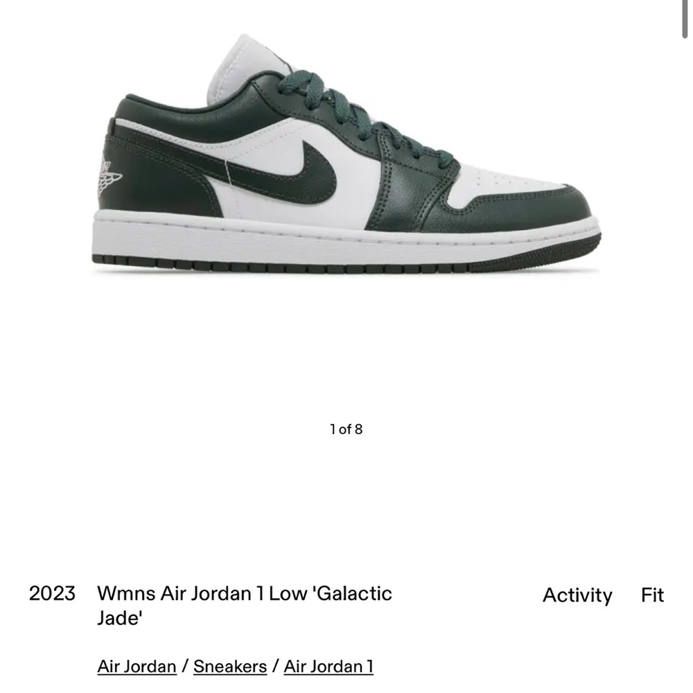 Jordan Green and White Low Sneakers